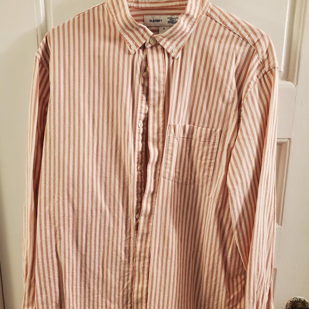 Old Navy Pink and White Stripped Shirt XL